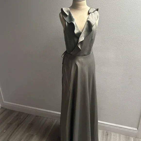 Anthropologie Wedding BHLDN SACHIN + BABI Tansy Green Wrap Gown Dress size 6 - Picture 3 of 8